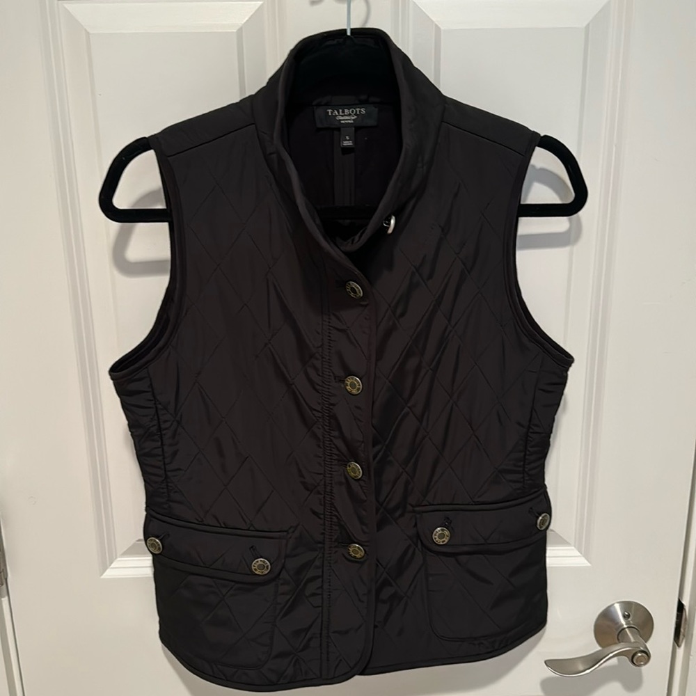Talbots Black Quilted Vest Size PS